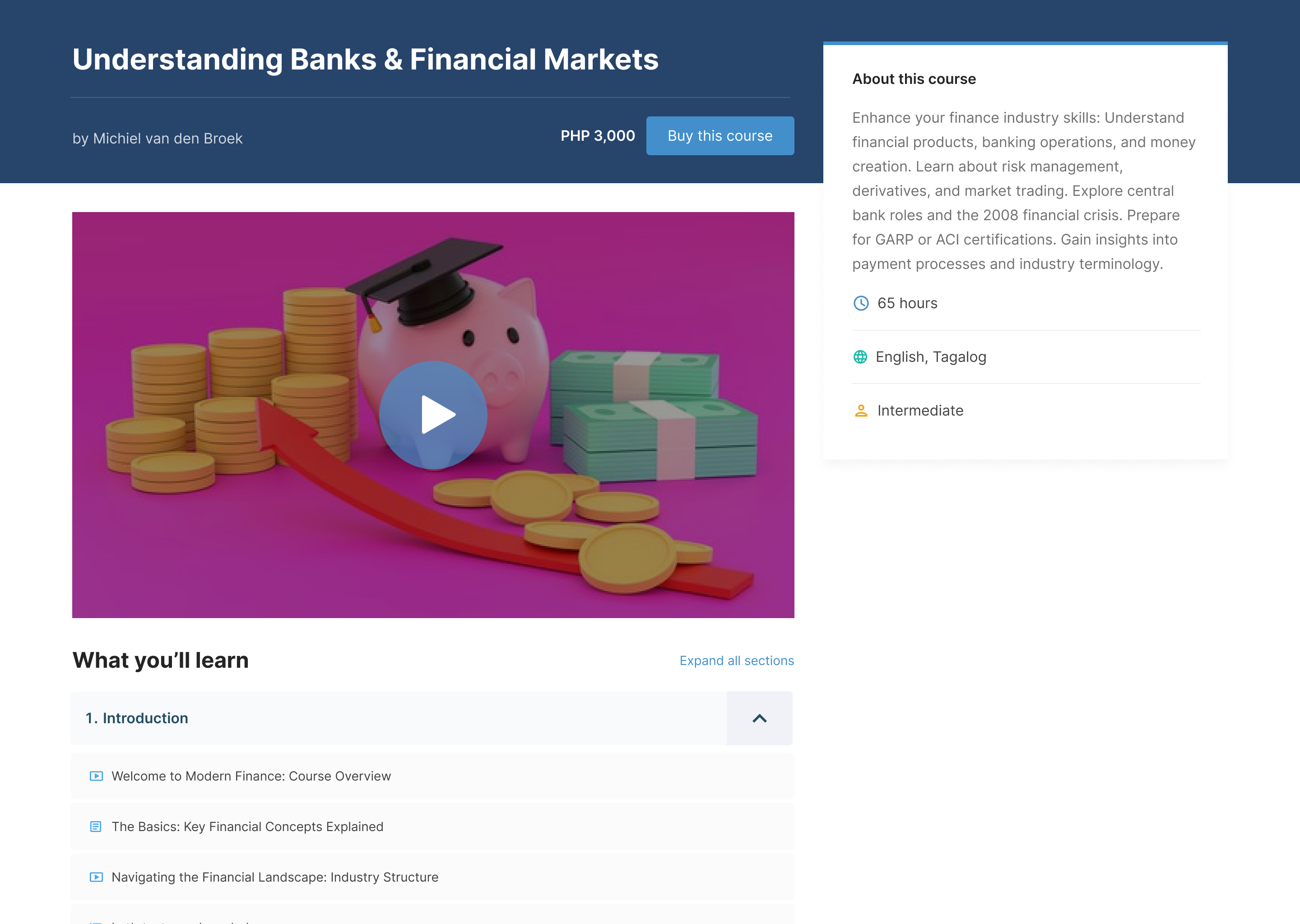 End user – course page